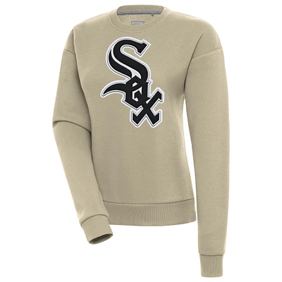 Women's Antigua Khaki Chicago White Sox Victory Pullover Sweatshirt