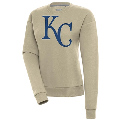 Women's Antigua Khaki Kansas City Royals Victory Pullover Sweatshirt