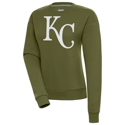Women's Antigua Olive Kansas City Royals Victory Pullover Sweatshirt