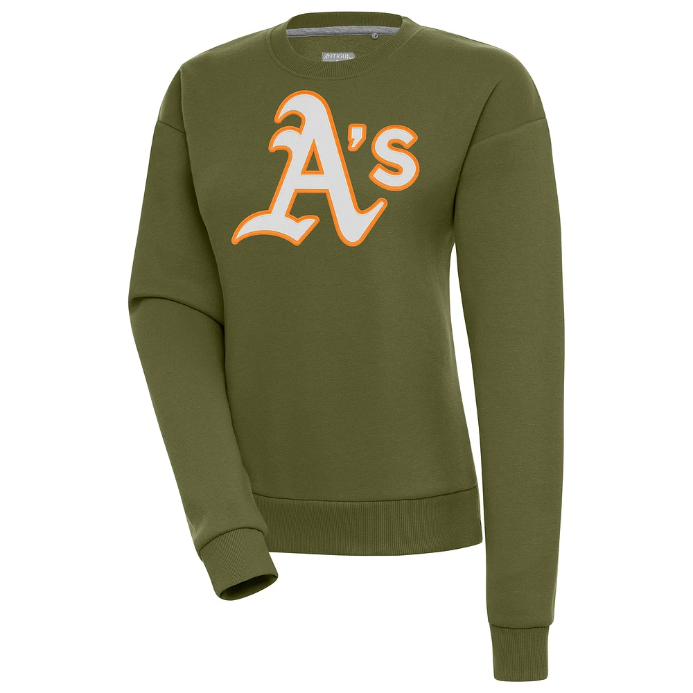 Women's Antigua Olive Athletics Victory Pullover Sweatshirt