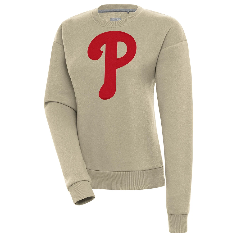 Women's Antigua Khaki Philadelphia Phillies Victory Pullover Sweatshirt