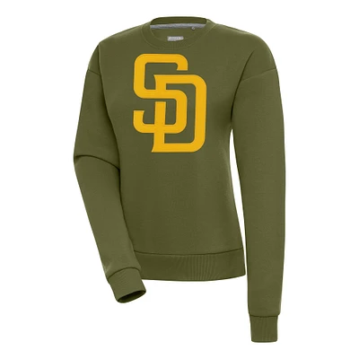 Women's Antigua Olive San Diego Padres Victory Pullover Sweatshirt