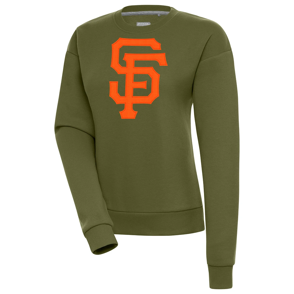 Women's Antigua Olive San Francisco Giants Victory Pullover Sweatshirt