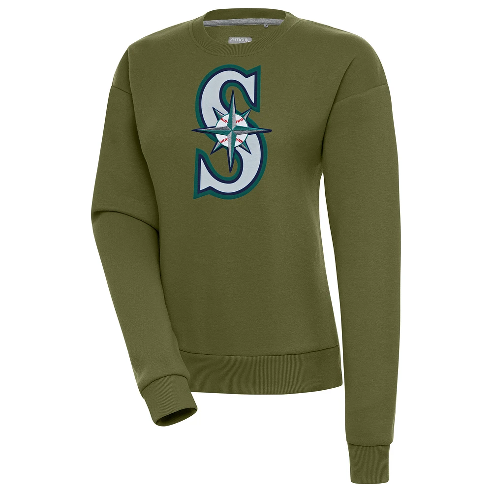 Women's Antigua Olive Seattle Mariners Victory Pullover Sweatshirt