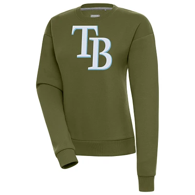 Women's Antigua Olive Tampa Bay Rays Victory Pullover Sweatshirt