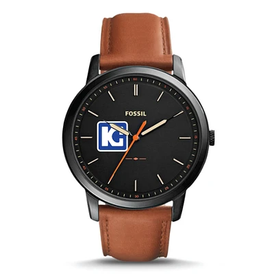 Men's Kaskaskia College Blue Devils Fossil Minimalist Slim Light Brown Leather Watch