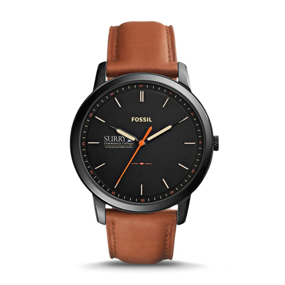 Men's Surry Community College Fossil Minimalist Slim Light Brown Leather Watch