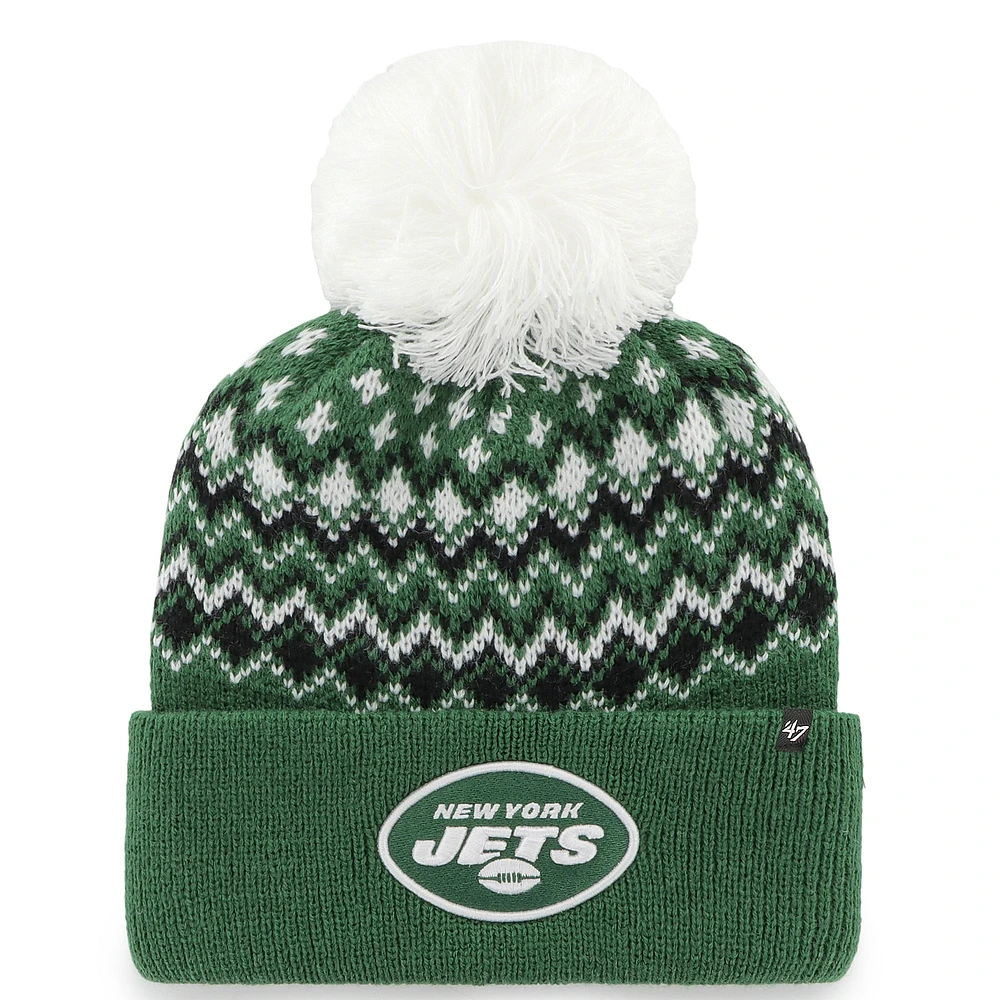 Women's '47 Green New York Jets Elsa Cuffed Knit Hat with Pom