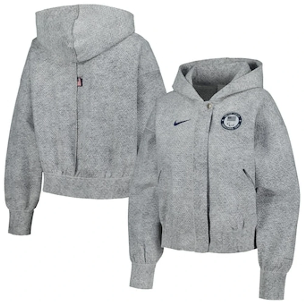 Women's Nike Gray U.S. Paralympics 2024 Media Day Oversized Cropped Performance Full-Zip Hoodie Jacket
