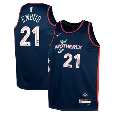 Youth Nike Joel Embiid Navy Philadelphia 76ers Swingman Replica Jersey - City Edition