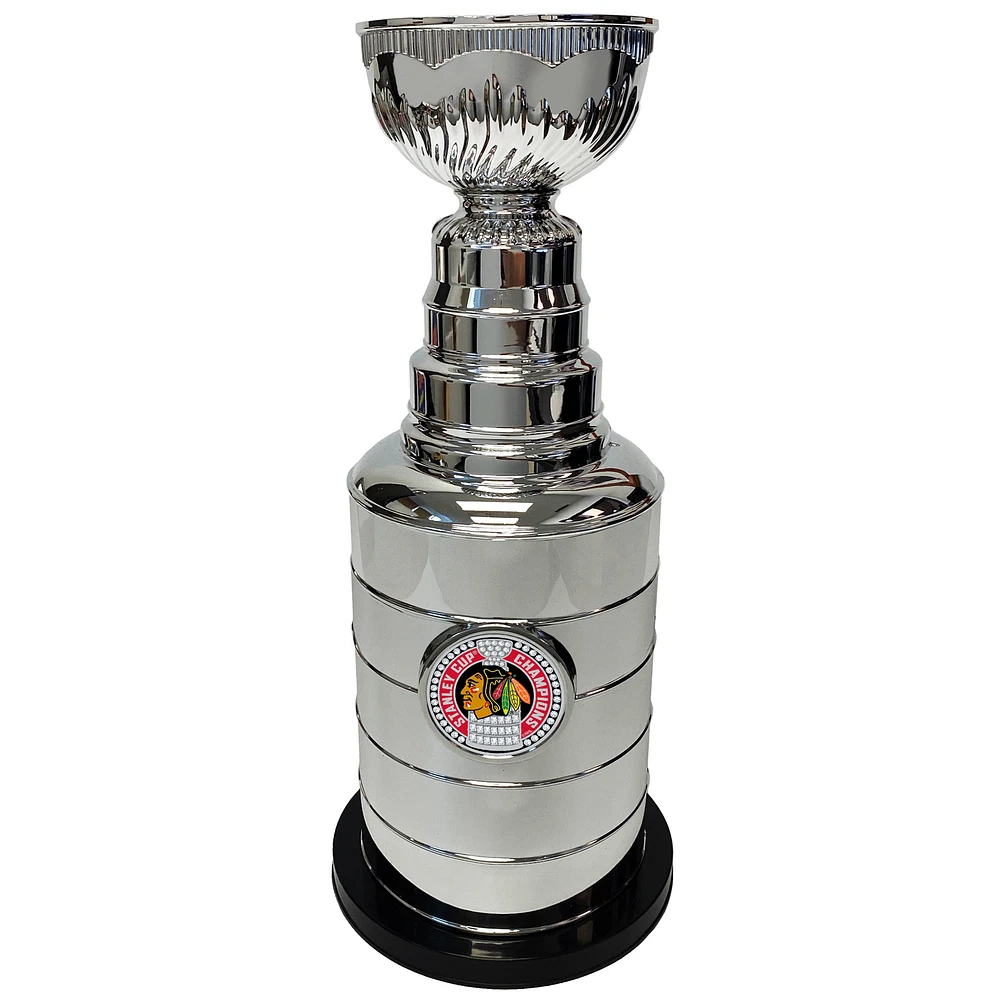 Silver Chicago Blackhawks 14" Stanley Cup Coin Bank Replica Trophy