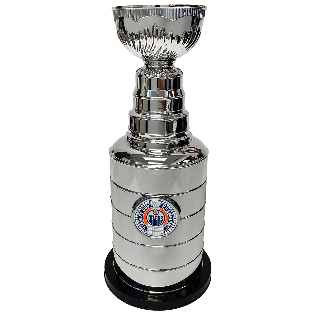 Silver Edmonton Oilers 14" Stanley Cup Coin Bank Replica Trophy