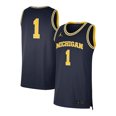 Men's Jordan Brand #1 Navy Michigan Wolverines Limited Authentic Jersey