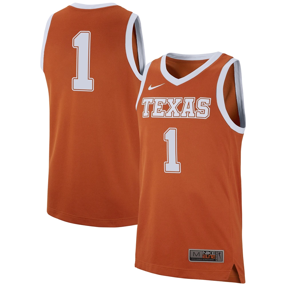 Men's Nike #1 Burnt Orange Texas Longhorns Replica Jersey