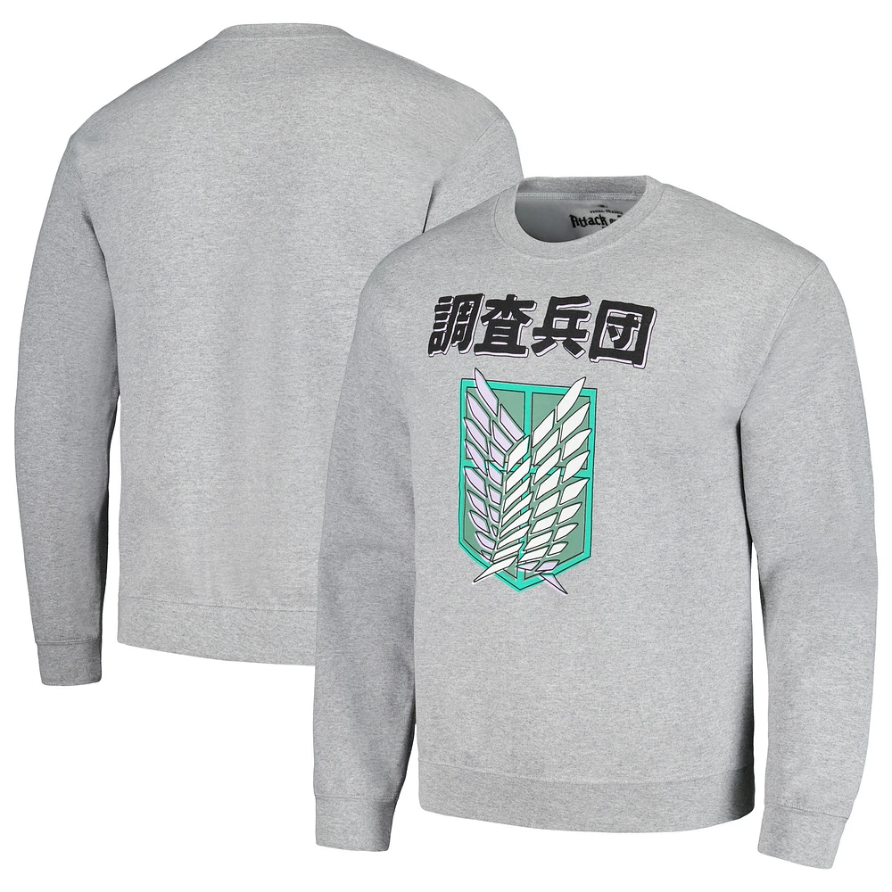 Unisex Ripple Junction Heather Gray Attack on Titan Graphic Fleece Sweatshirt