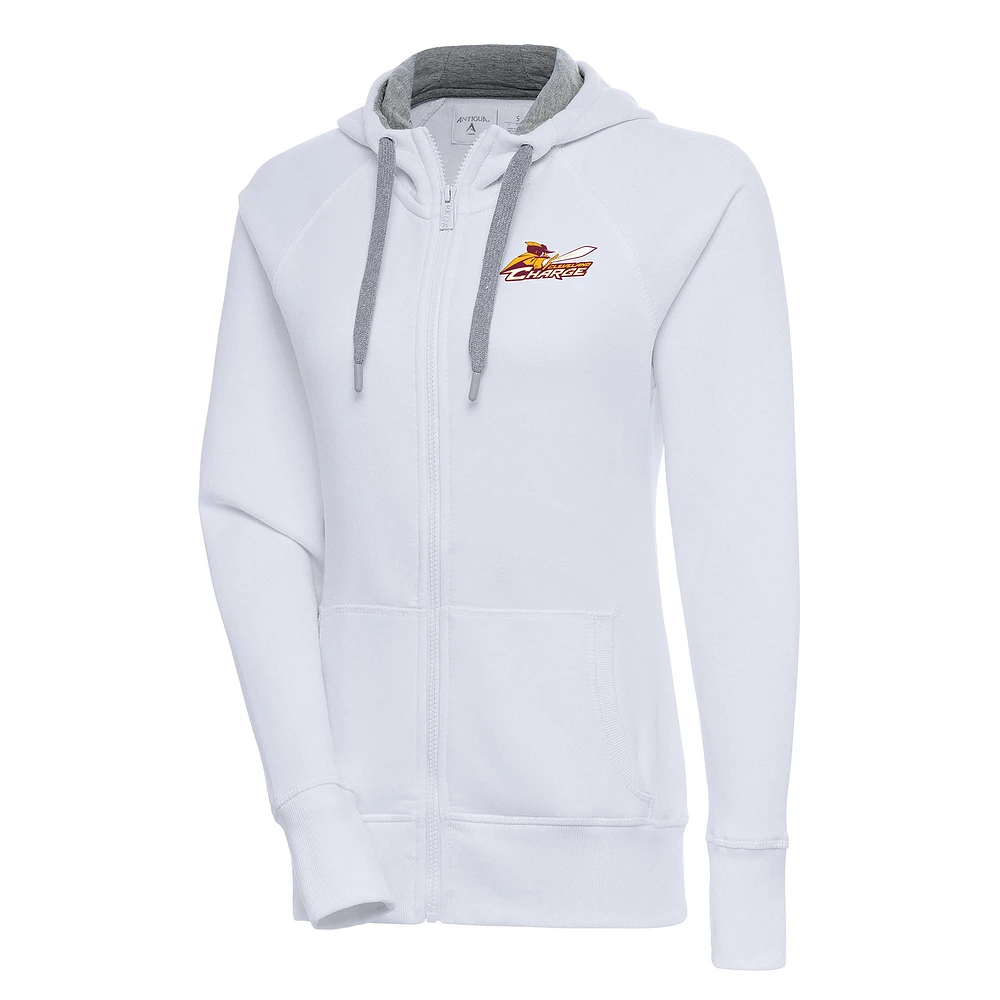 Women's Antigua White Cleveland Charge Victory Full-Zip Hoodie