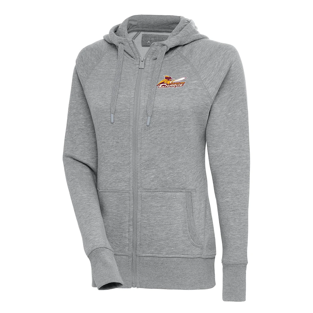 Women's Antigua Heather Gray Cleveland Charge Victory Full-Zip Hoodie
