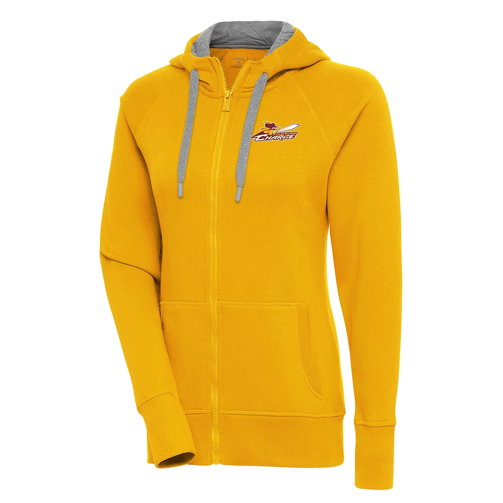 Women's Antigua Gold Cleveland Charge Victory Full-Zip Hoodie