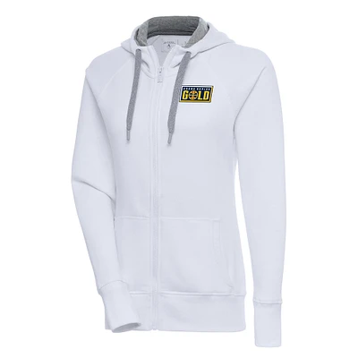 Women's Antigua White Grand Rapids Gold Victory Full-Zip Hoodie