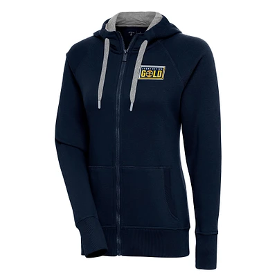 Women's Antigua Navy Grand Rapids Gold Victory Full-Zip Hoodie