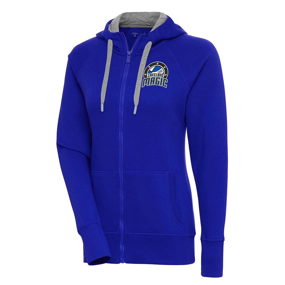 Women's Antigua Blue Lakeland Magic Victory Full-Zip Hoodie