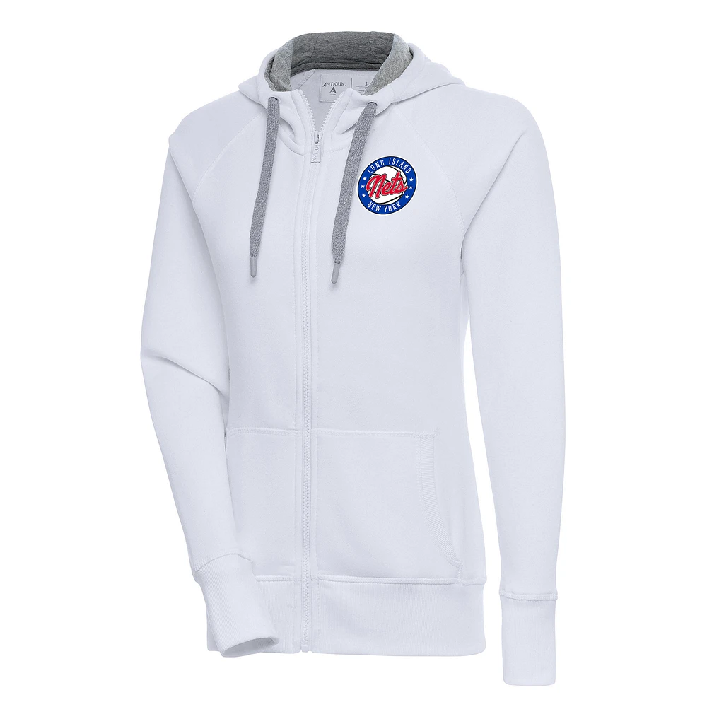 Women's Antigua Long Island Nets Victory Full-Zip Hoodie