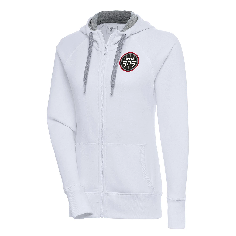 Women's Antigua White Raptors 905 Victory Full-Zip Hoodie