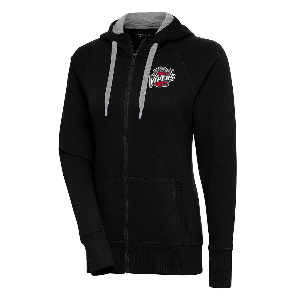 Women's Antigua Black Rio Grande Valley Vipers Victory Full-Zip Hoodie