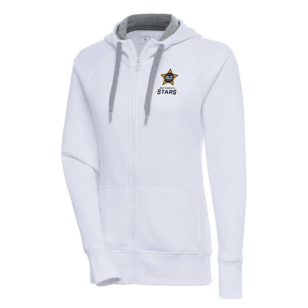 Women's Antigua White Salt Lake City Stars Victory Full-Zip Hoodie