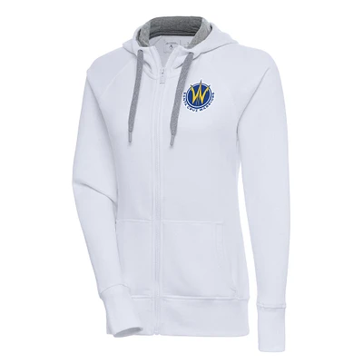 Women's Antigua White Santa Cruz Warriors Victory Full-Zip Hoodie
