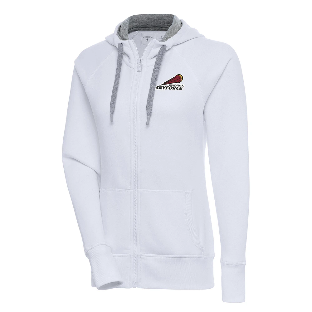 Women's Antigua White Sioux Falls Skyforce Victory Full-Zip Hoodie