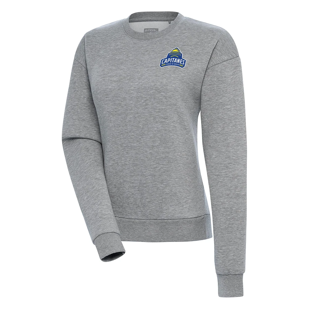 Women's Antigua Heather Gray Capitanes de Ciudad Mexico Victory Pullover Sweatshirt