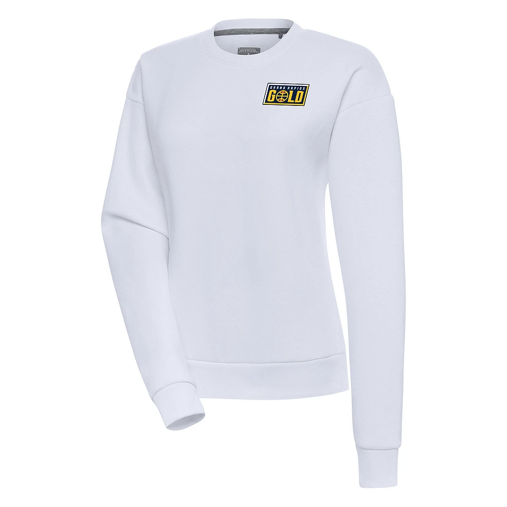 Women's Antigua White Grand Rapids Gold Victory Pullover Sweatshirt