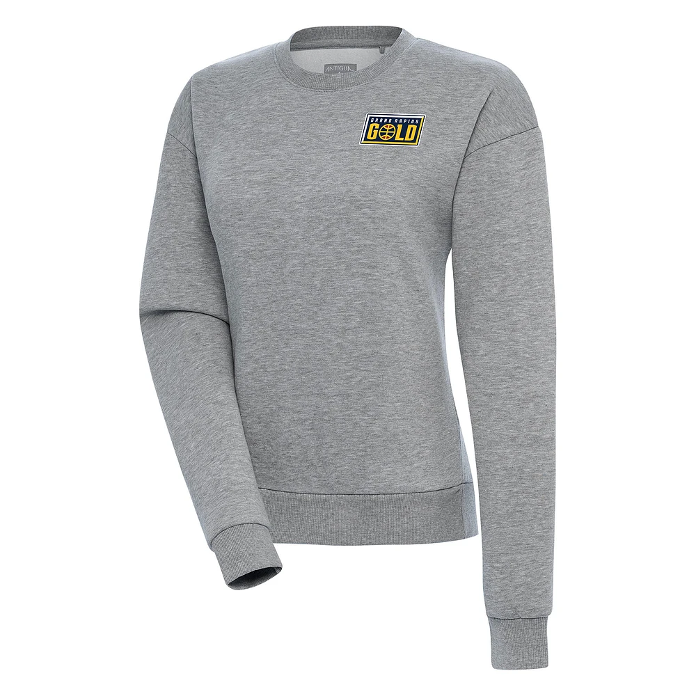 Women's Antigua Heather Gray Grand Rapids Gold Victory Pullover Sweatshirt