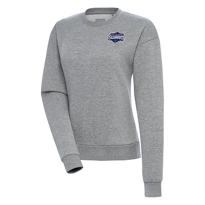 Women's Antigua Heather Gray Greensboro Swarm Victory Pullover Sweatshirt