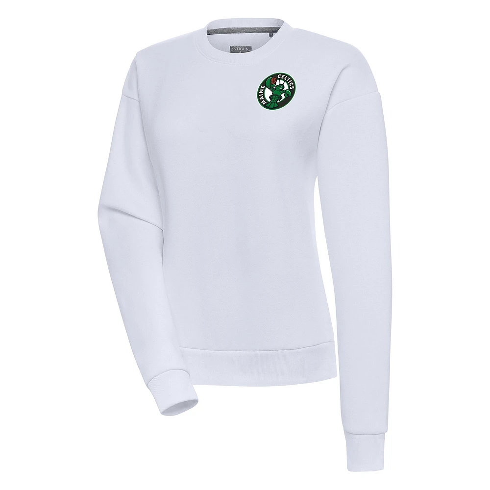 Women's Antigua White Maine Celtics Victory Pullover Sweatshirt