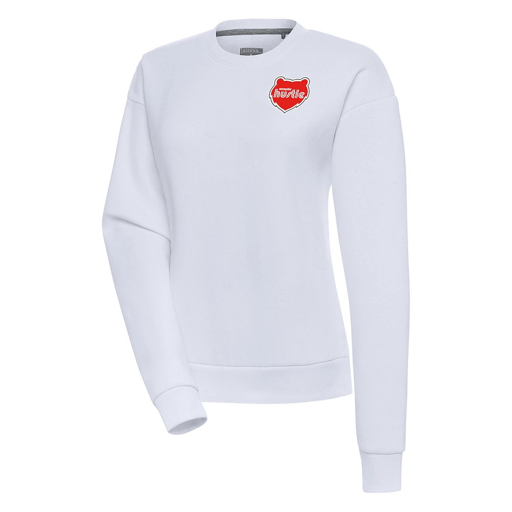 Women's Antigua White Memphis Hustle Victory Pullover Sweatshirt