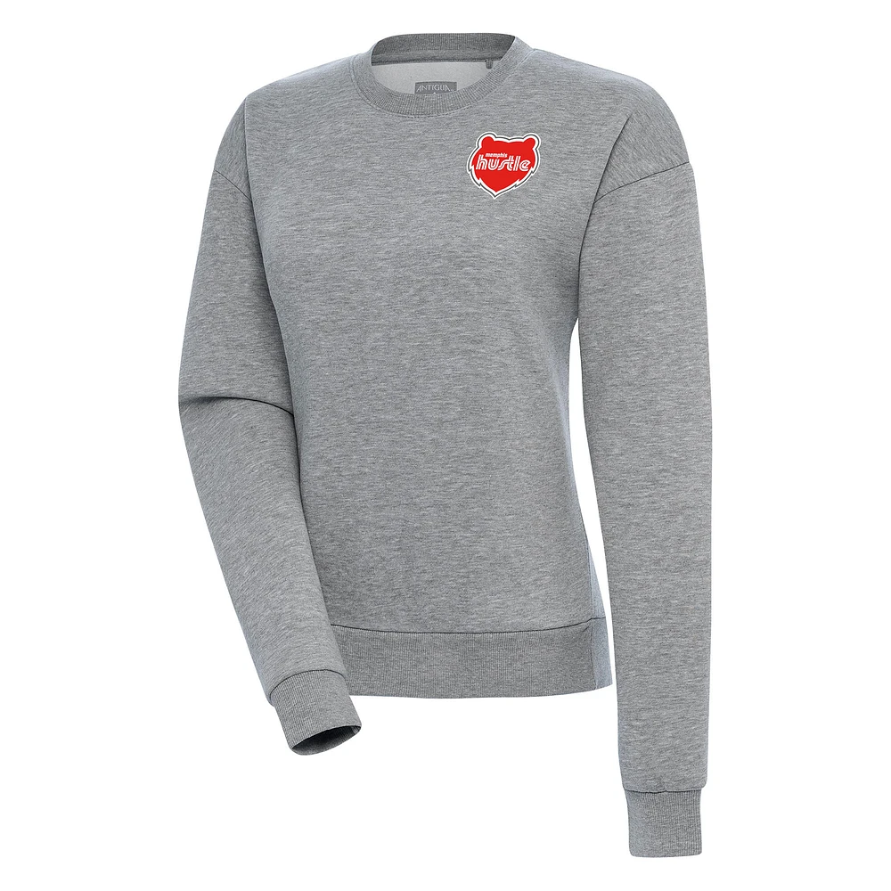 Women's Antigua Heather Gray Memphis Hustle Victory Pullover Sweatshirt