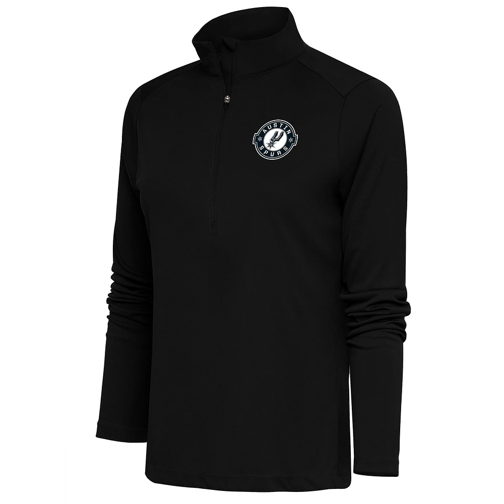 Women's Antigua Black Austin Spurs Tribute Half-Zip Pullover Top