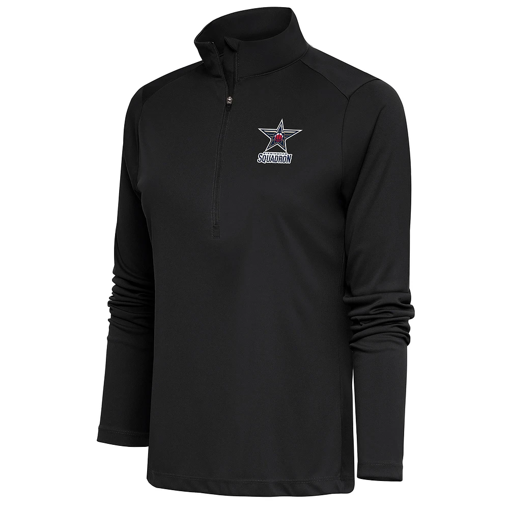 Women's Antigua Charcoal Birmingham Squadron Tribute Half-Zip Pullover Top
