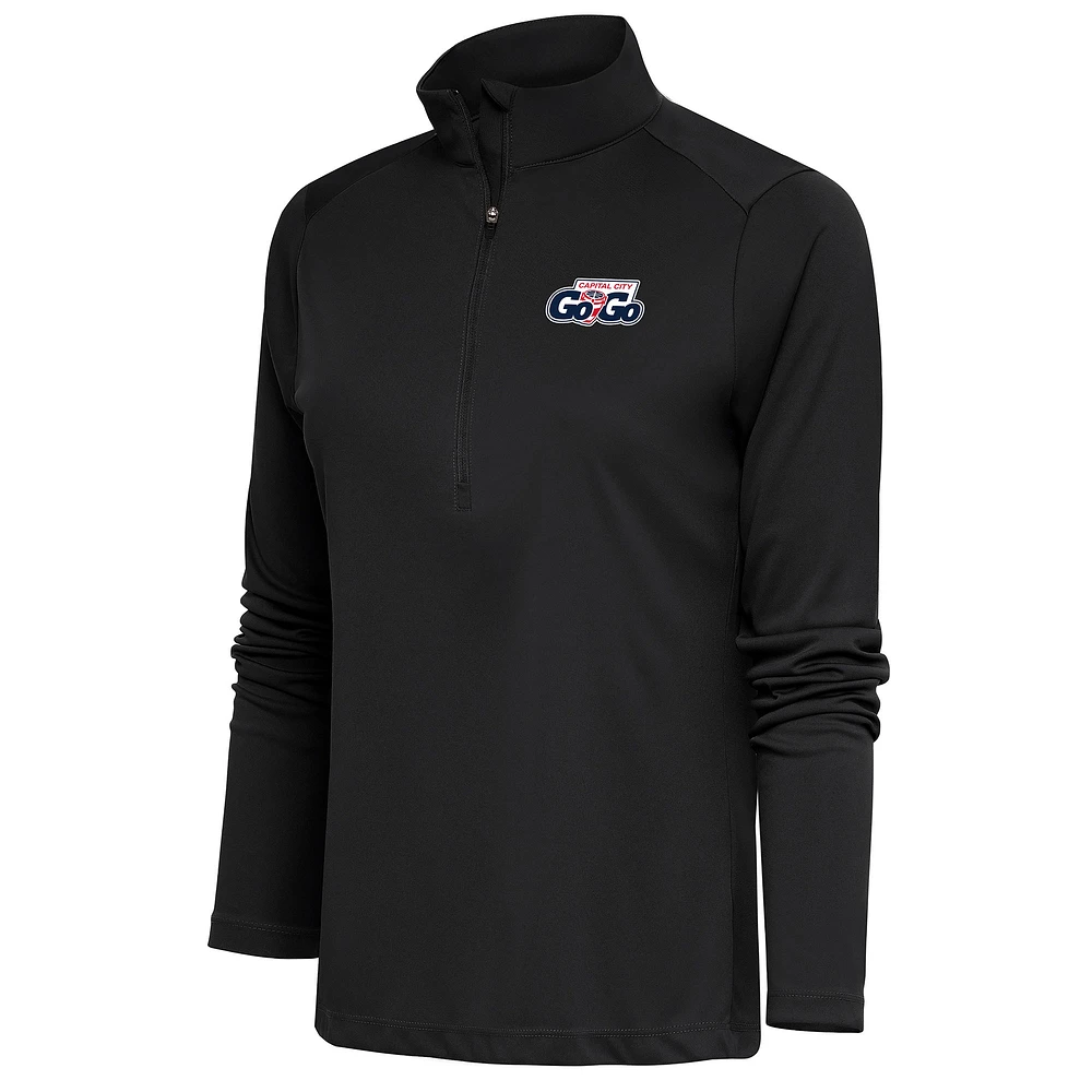 Women's Antigua Charcoal Capital City Go-Go Tribute Half-Zip Pullover Top