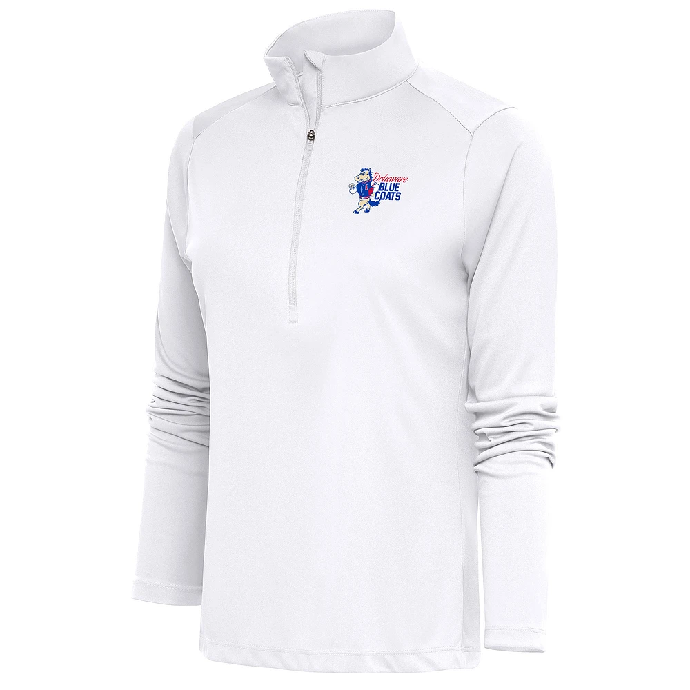 Women's Antigua Delaware Blue Coats Tribute Half-Zip Pullover Top