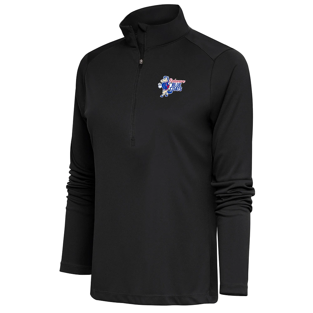 Women's Antigua Charcoal Delaware Blue Coats Tribute Half-Zip Pullover Top