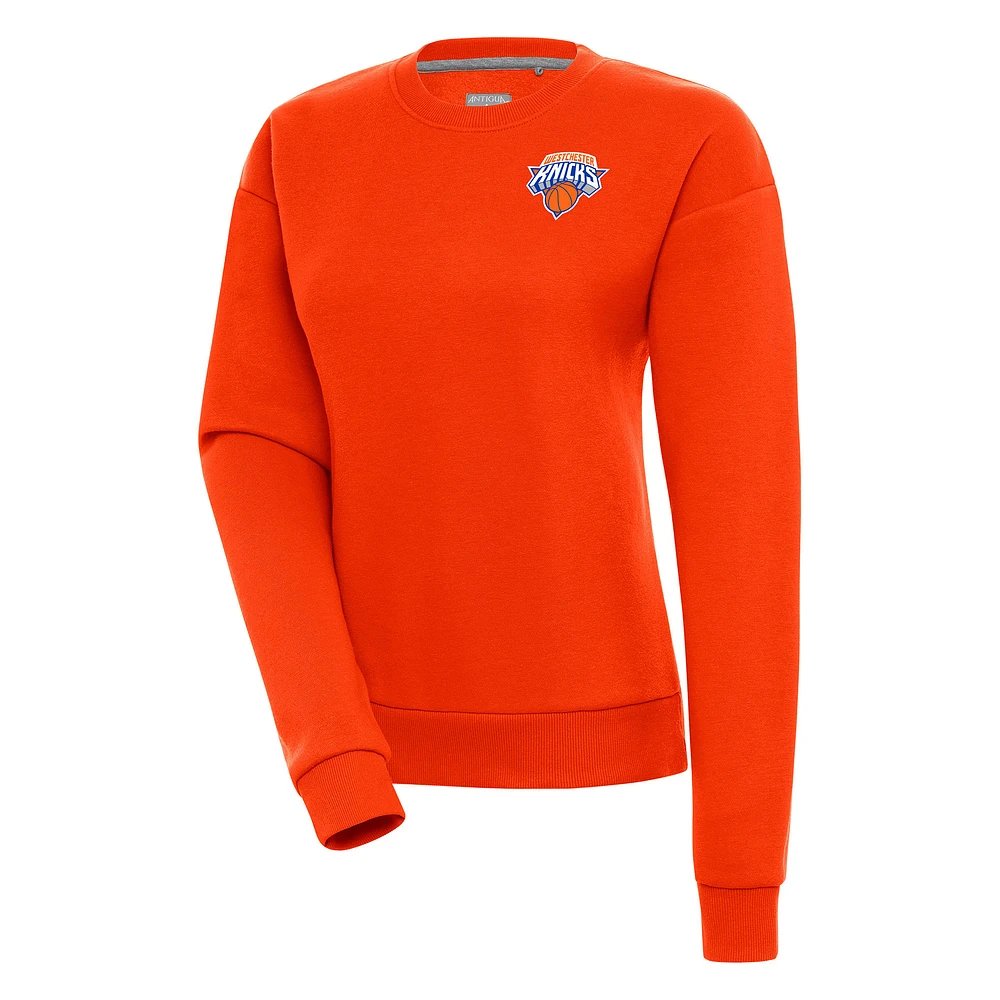 Women's Antigua Orange Westchester Knicks Victory Pullover Sweatshirt