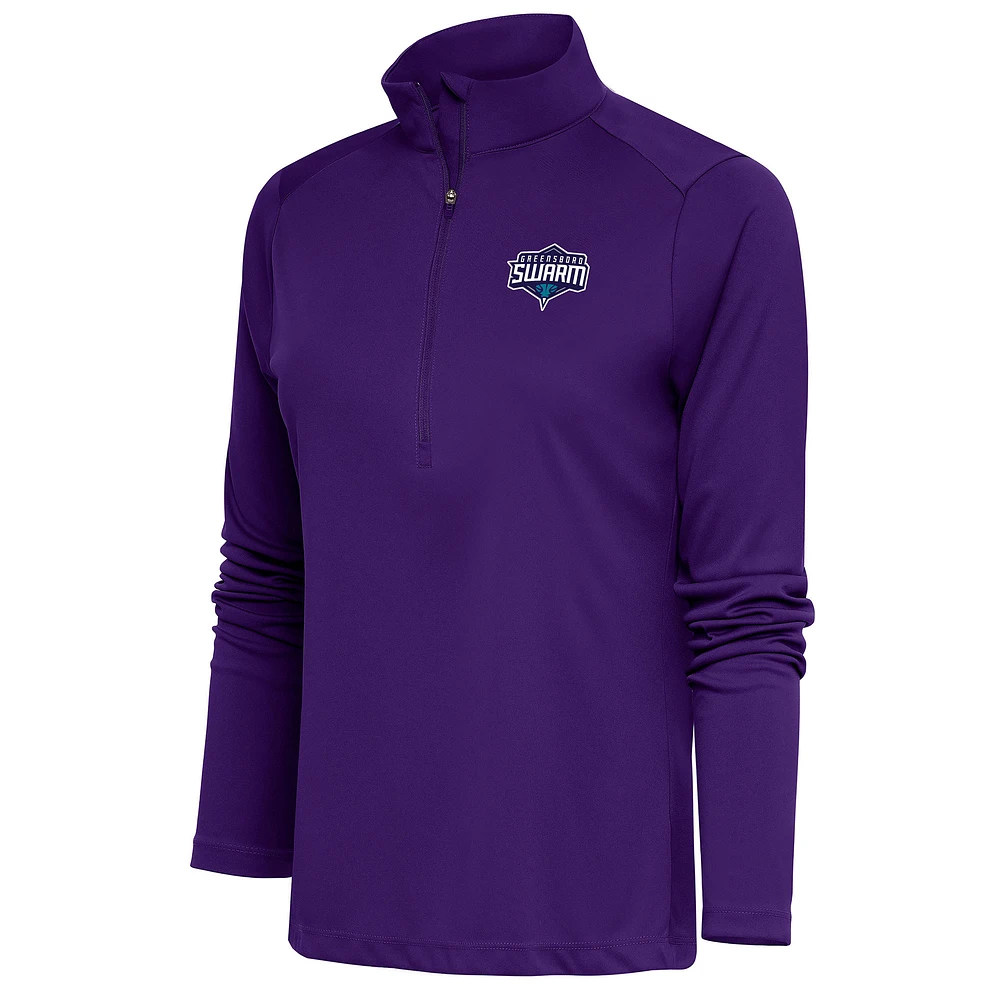 Women's Antigua Purple Greensboro Swarm Tribute Half-Zip Pullover Top