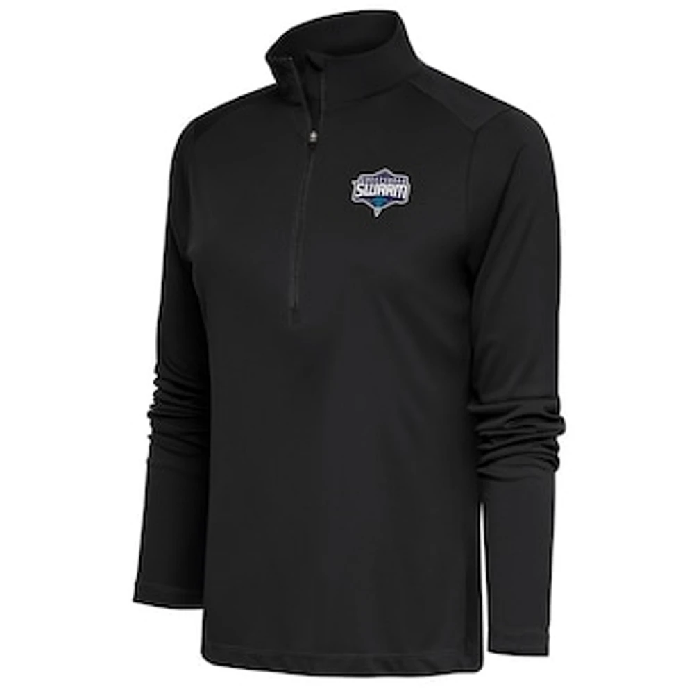 Women's Antigua Charcoal Greensboro Swarm Tribute Half-Zip Pullover Top