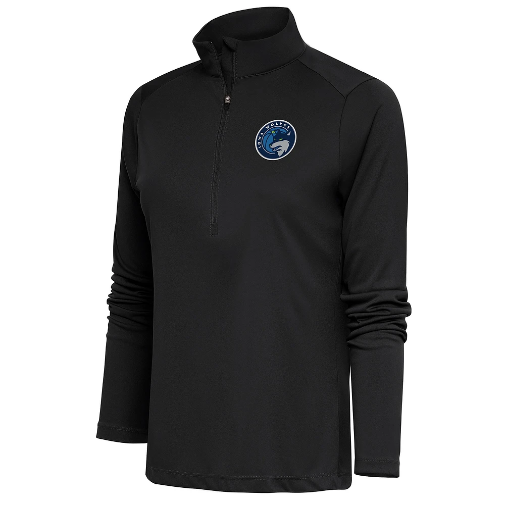 Women's Antigua Charcoal Iowa Wolves Tribute Half-Zip Pullover Top