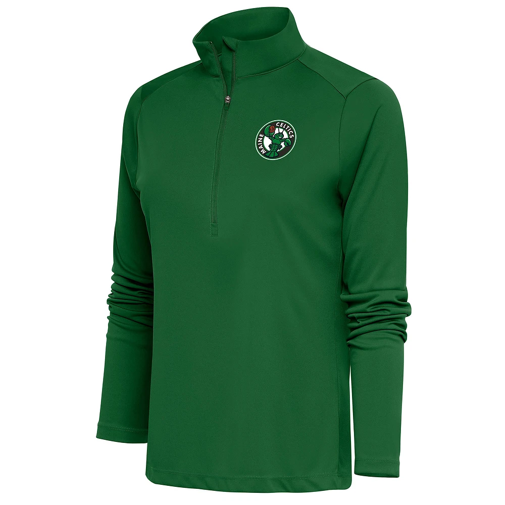 Women's Antigua Kelly Green Maine Celtics Tribute Half-Zip Pullover Top