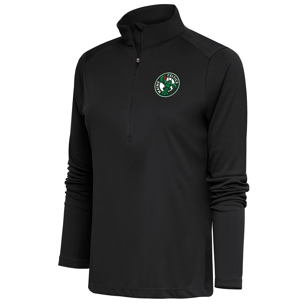 Women's Antigua Charcoal Maine Celtics Tribute Half-Zip Pullover Top