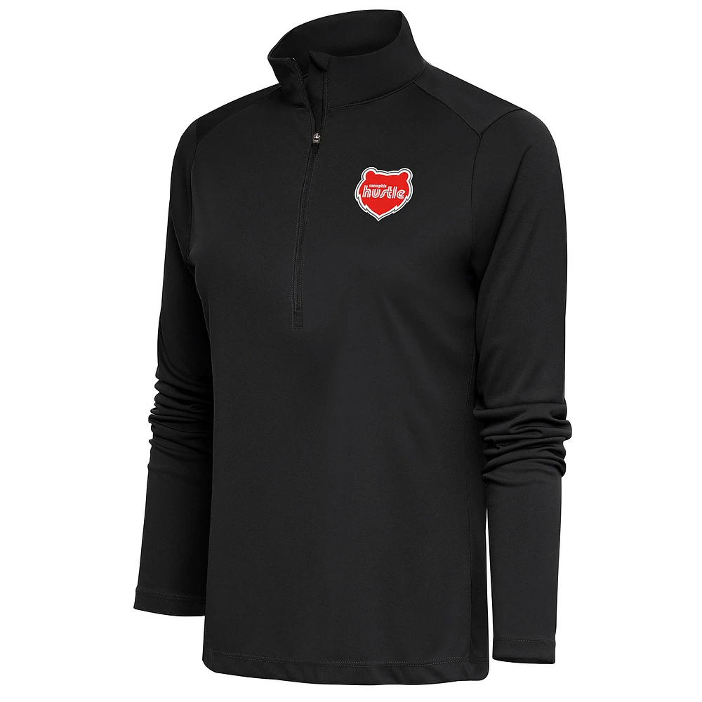 Women's Antigua Charcoal Memphis Hustle Tribute Half-Zip Pullover Top